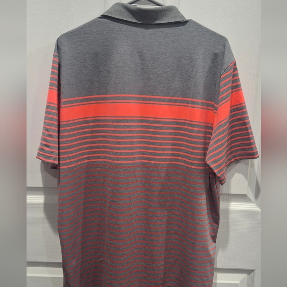 Ultimate  365 Adidas Gray and Red Striped Golf  Polo Shirt (Smoke Free Home) - Picture 2 of 11